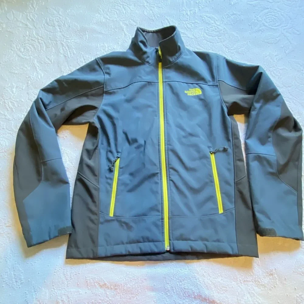 North Face Coat Jacket Men's‎ Sz S Thick Fuzzy Lining Gray And Blue Nice J